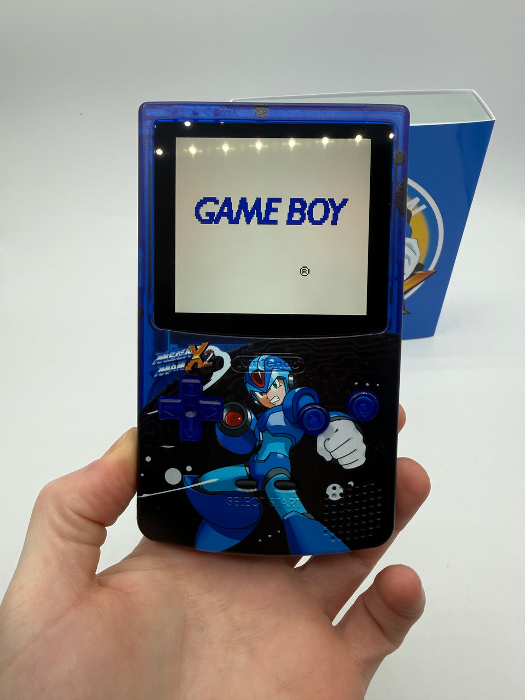 Mega Man Gameboy Color w/ Matching Box USB C Rechargeable & IPS Screen