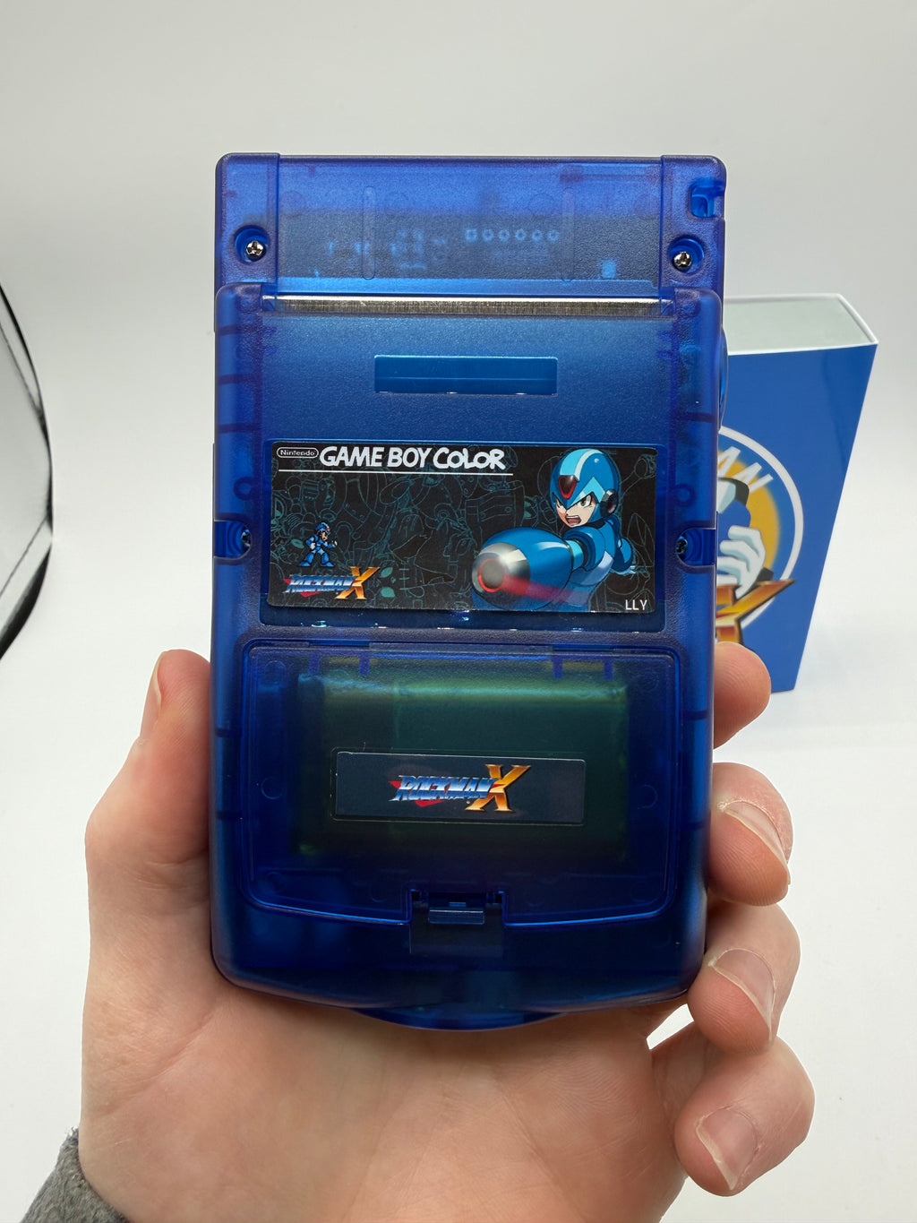 Mega Man Gameboy Color w/ Matching Box USB C Rechargeable & IPS Screen