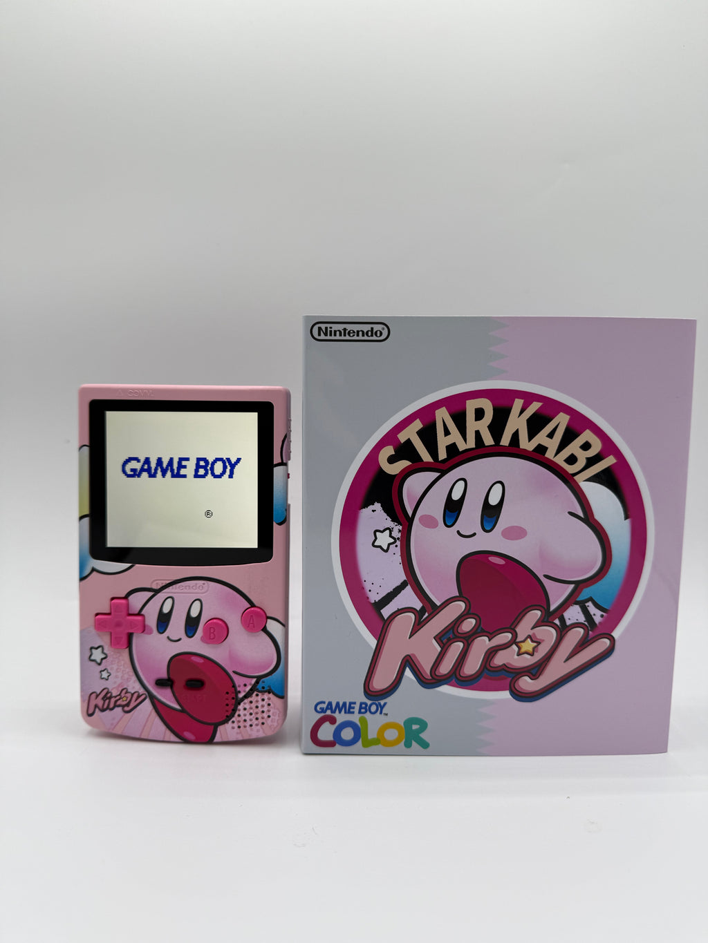 Kirby Gameboy Color w/ Matching Box USB C Rechargeable & IPS Screen