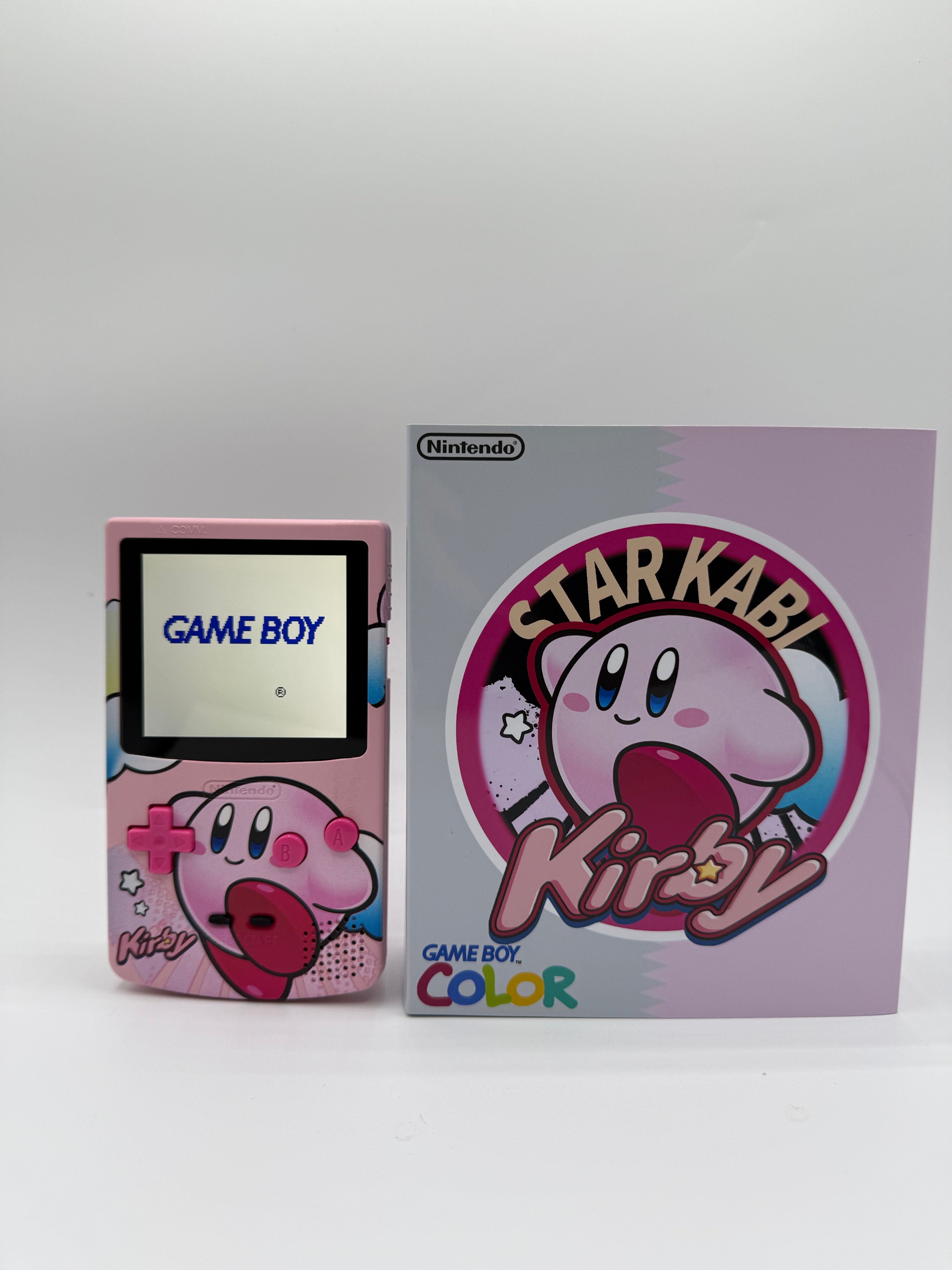 Kirby Gameboy Color w/ Matching Box USB C Rechargeable & IPS Screen
