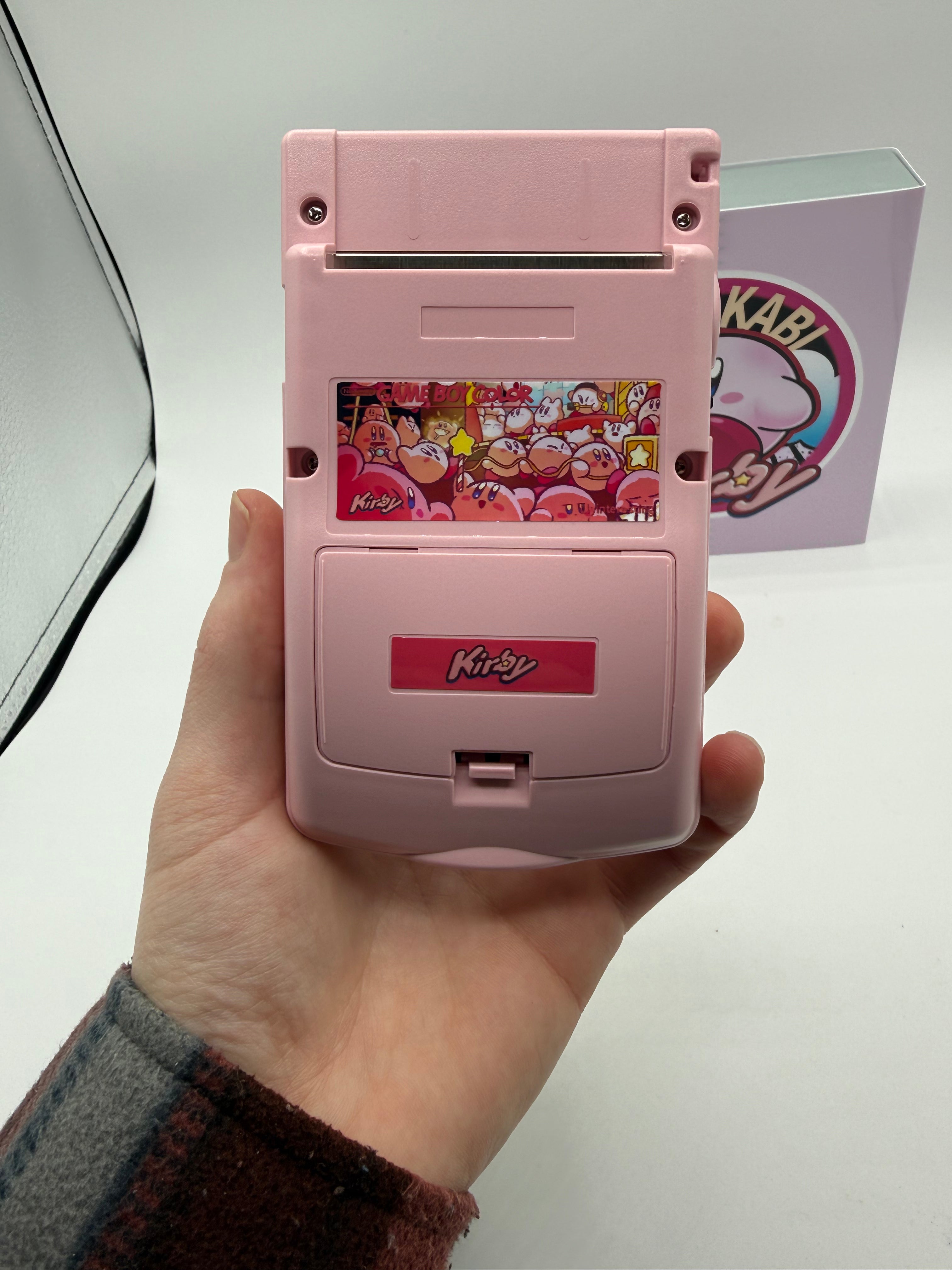 Kirby Gameboy Color w/ Matching Box USB C Rechargeable & IPS Screen