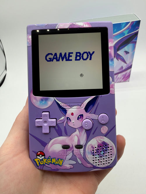 Espeon Gameboy Color w/ Matching Box USB C Rechargeable & IPS Screen