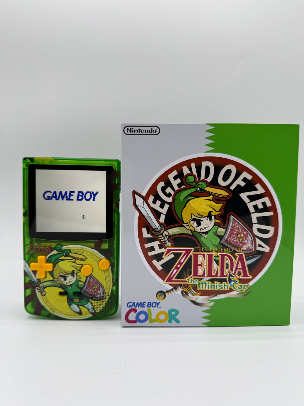 Zelda Minish Cap Gameboy Color w/ Matching Box USB C Rechargeable & IPS Screen
