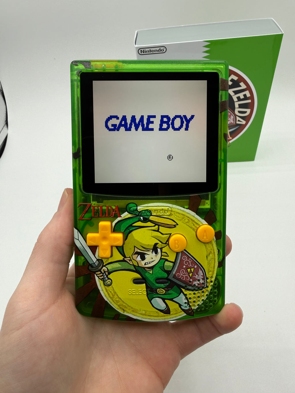 Zelda Minish Cap Gameboy Color w/ Matching Box USB C Rechargeable & IPS Screen