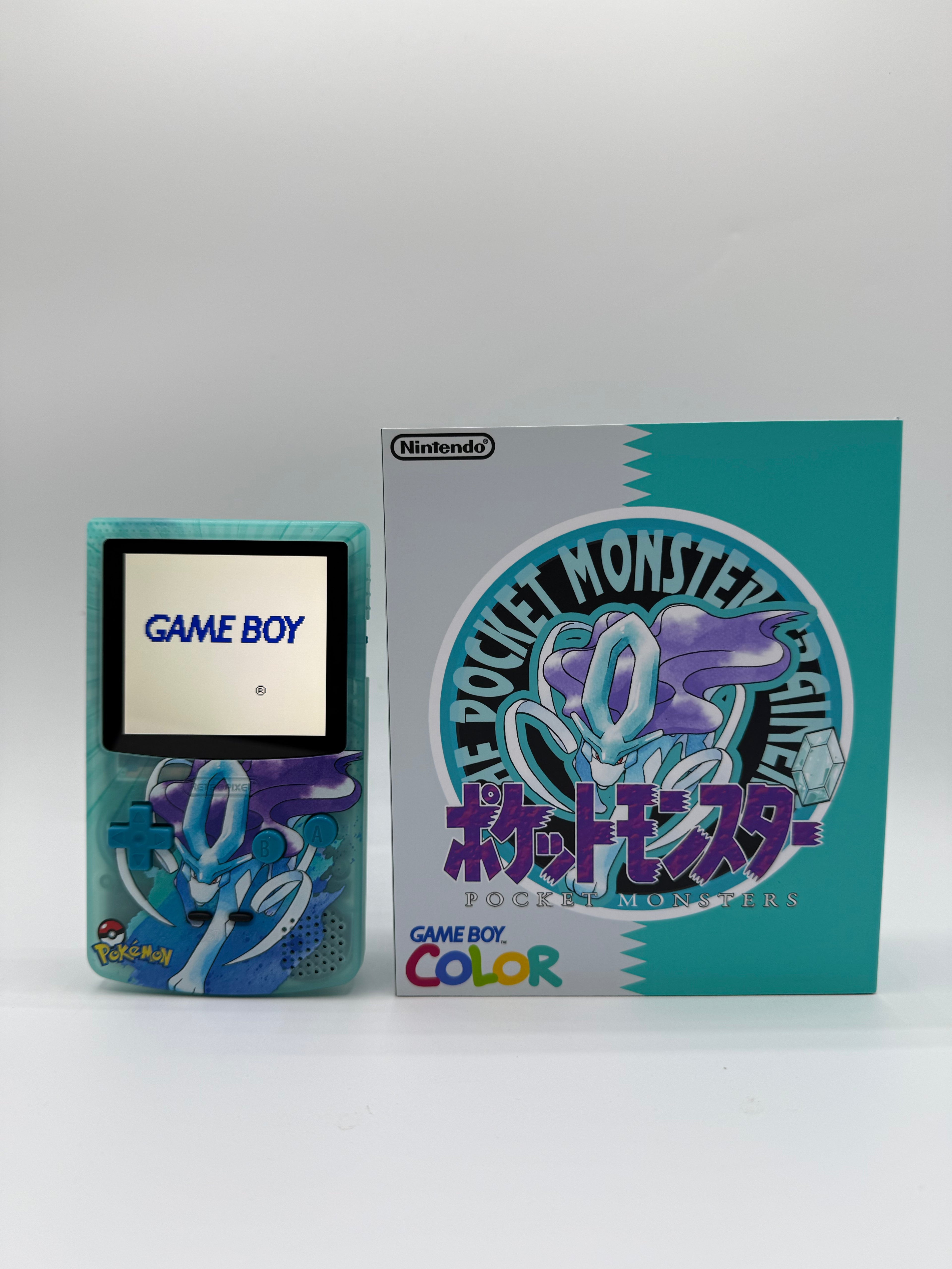 Suicune Gameboy Color w/ Matching Box USB C Rechargeable & IPS Screen