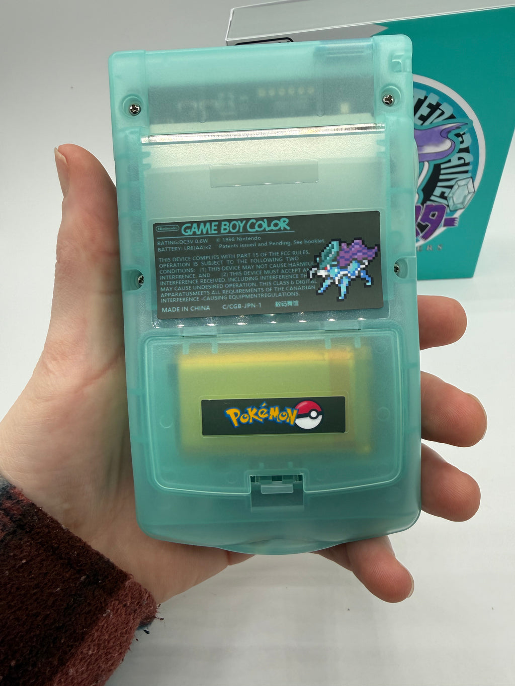 Suicune Gameboy Color w/ Matching Box USB C Rechargeable & IPS Screen