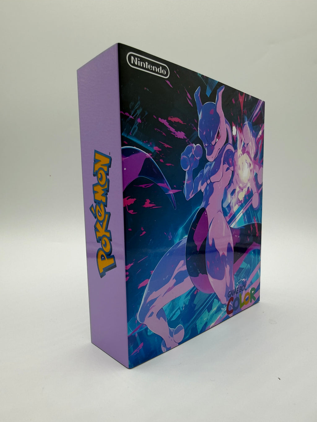 Mewtwo Gameboy Color w/ Matching Box USB C Rechargeable & IPS Screen