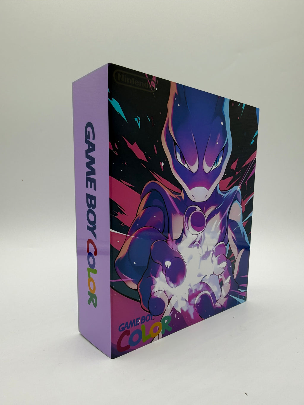 Mewtwo Gameboy Color w/ Matching Box USB C Rechargeable & IPS Screen