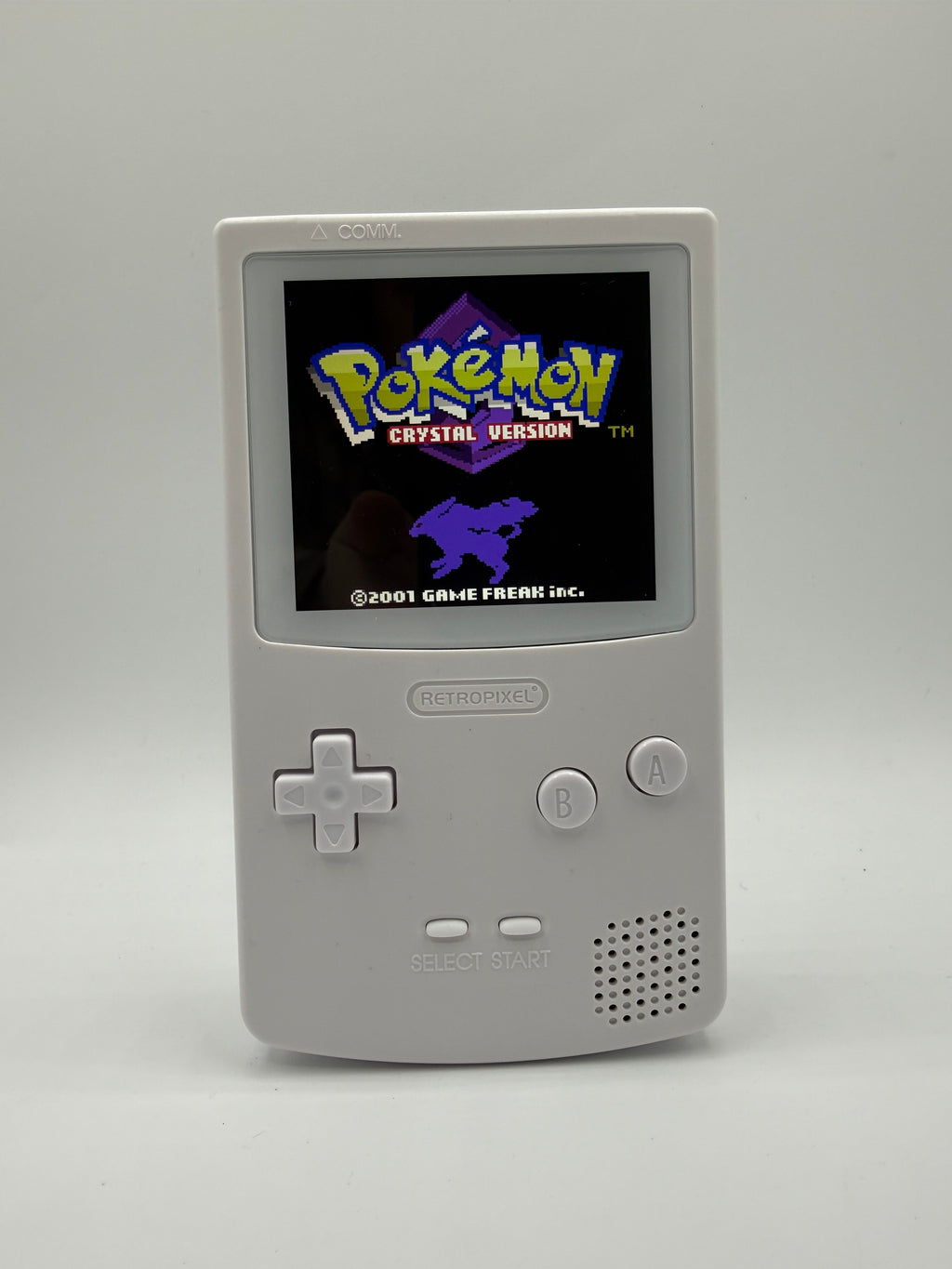 Pure White Gameboy Color w/ IPS Screen and USB C Rechargeable Battery
