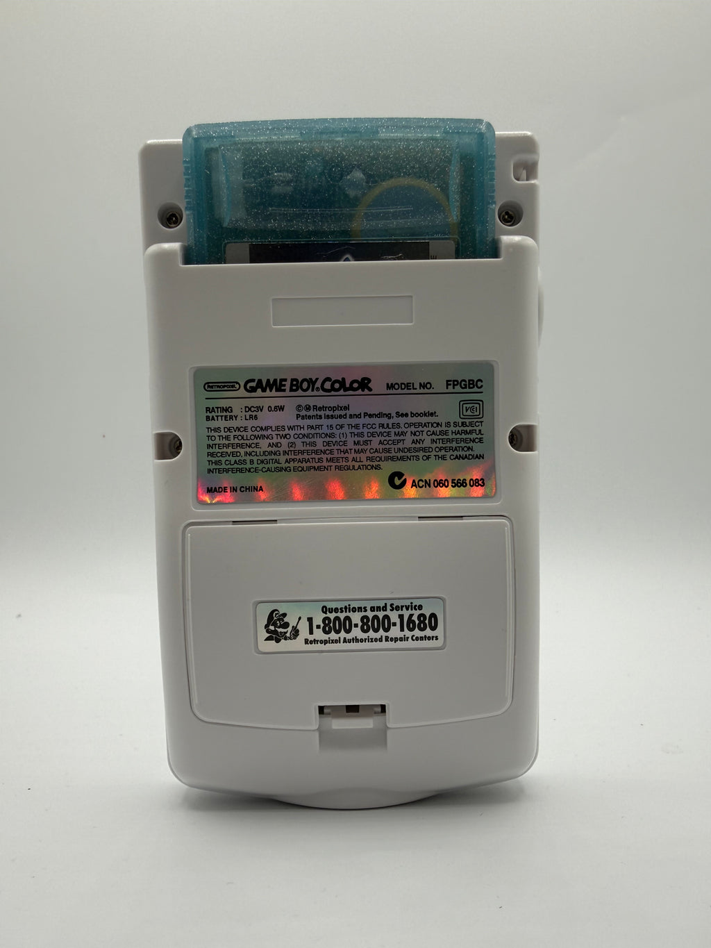 Pure White Gameboy Color w/ IPS Screen and USB C Rechargeable Battery