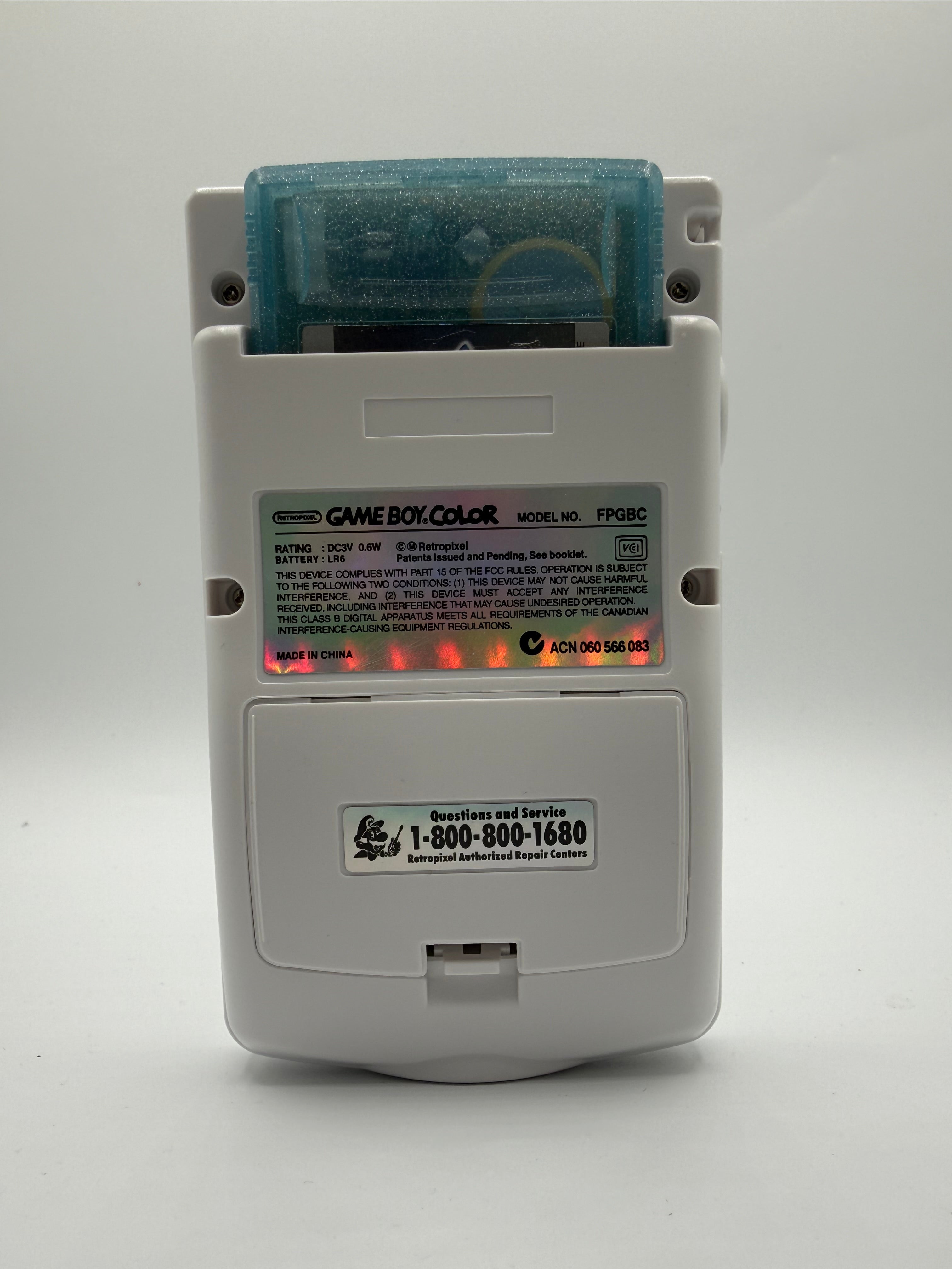 Pure White Gameboy Color w/ IPS Screen and USB C Rechargeable Battery