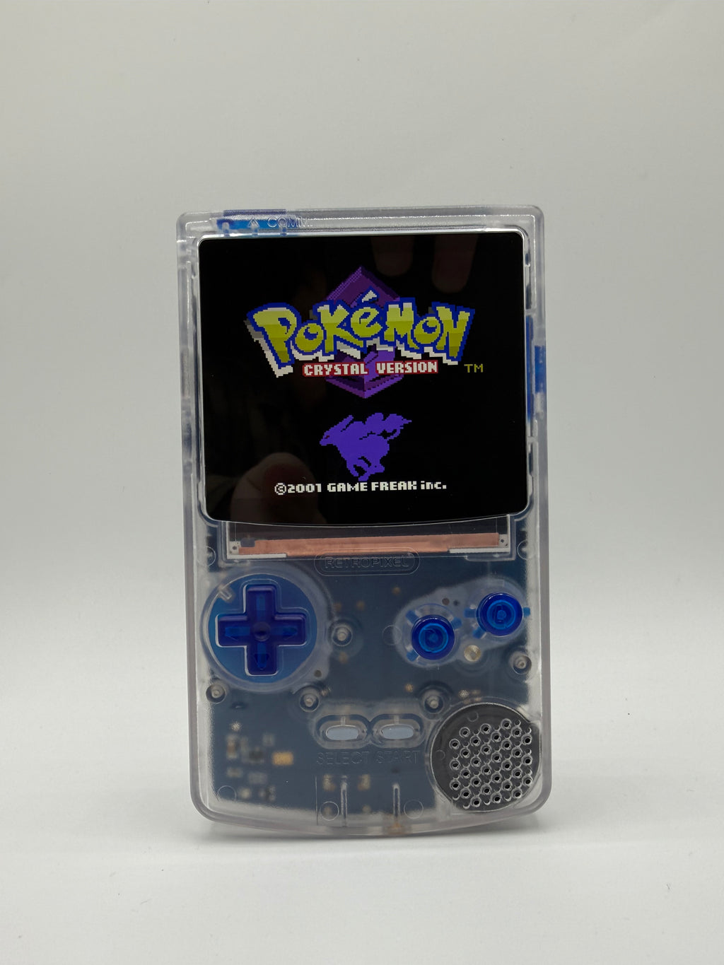 Custom Clear Blue Gameboy Color with USB C IPS Screen