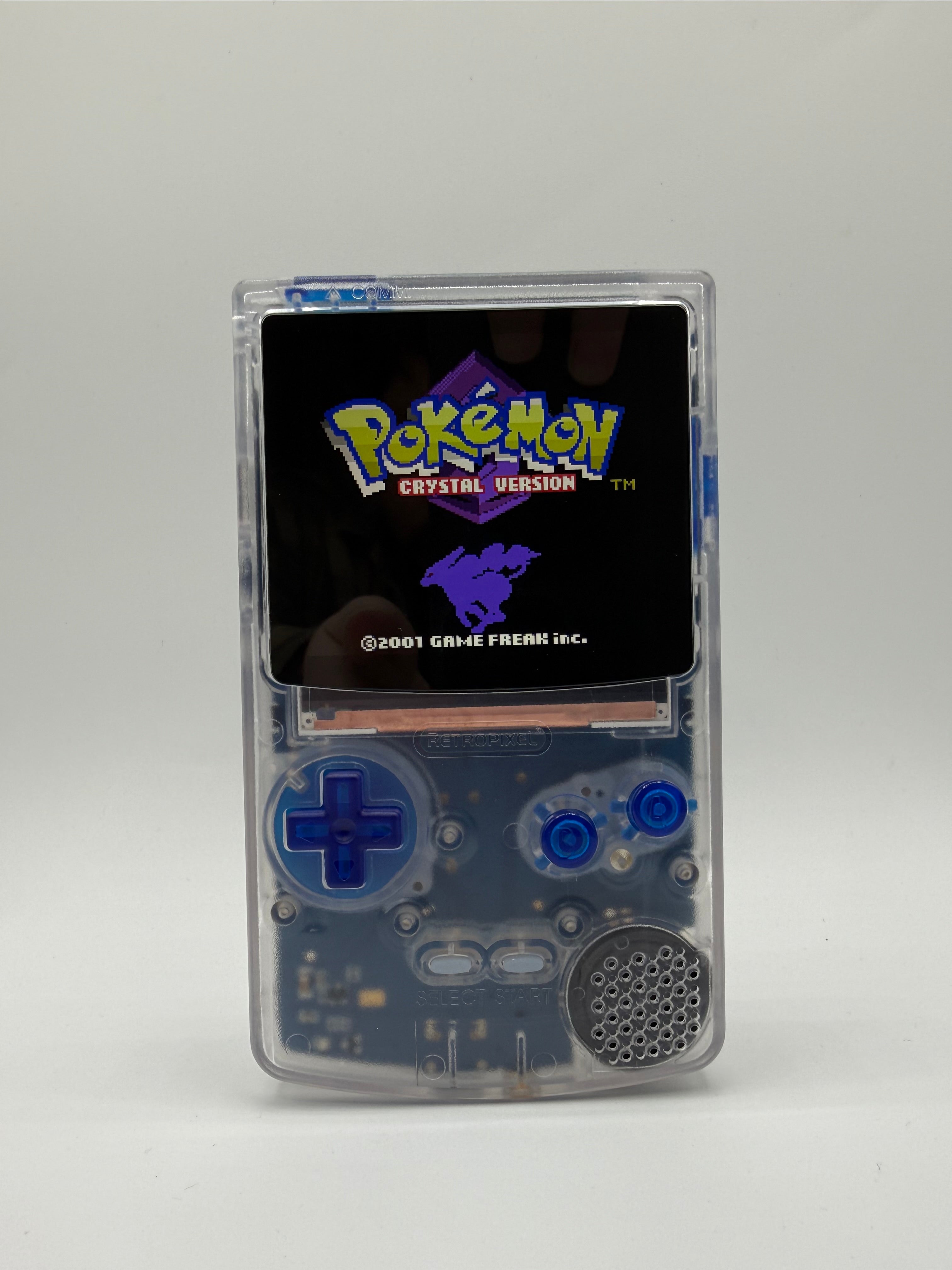 Custom Clear Blue Gameboy Color with USB C IPS Screen