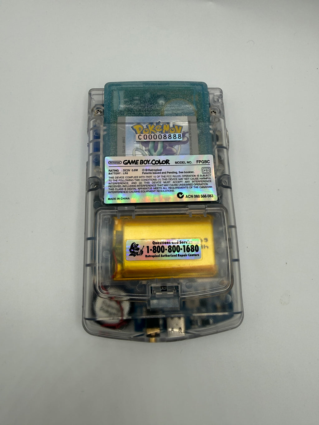 Custom Clear Blue Gameboy Color with USB C IPS Screen