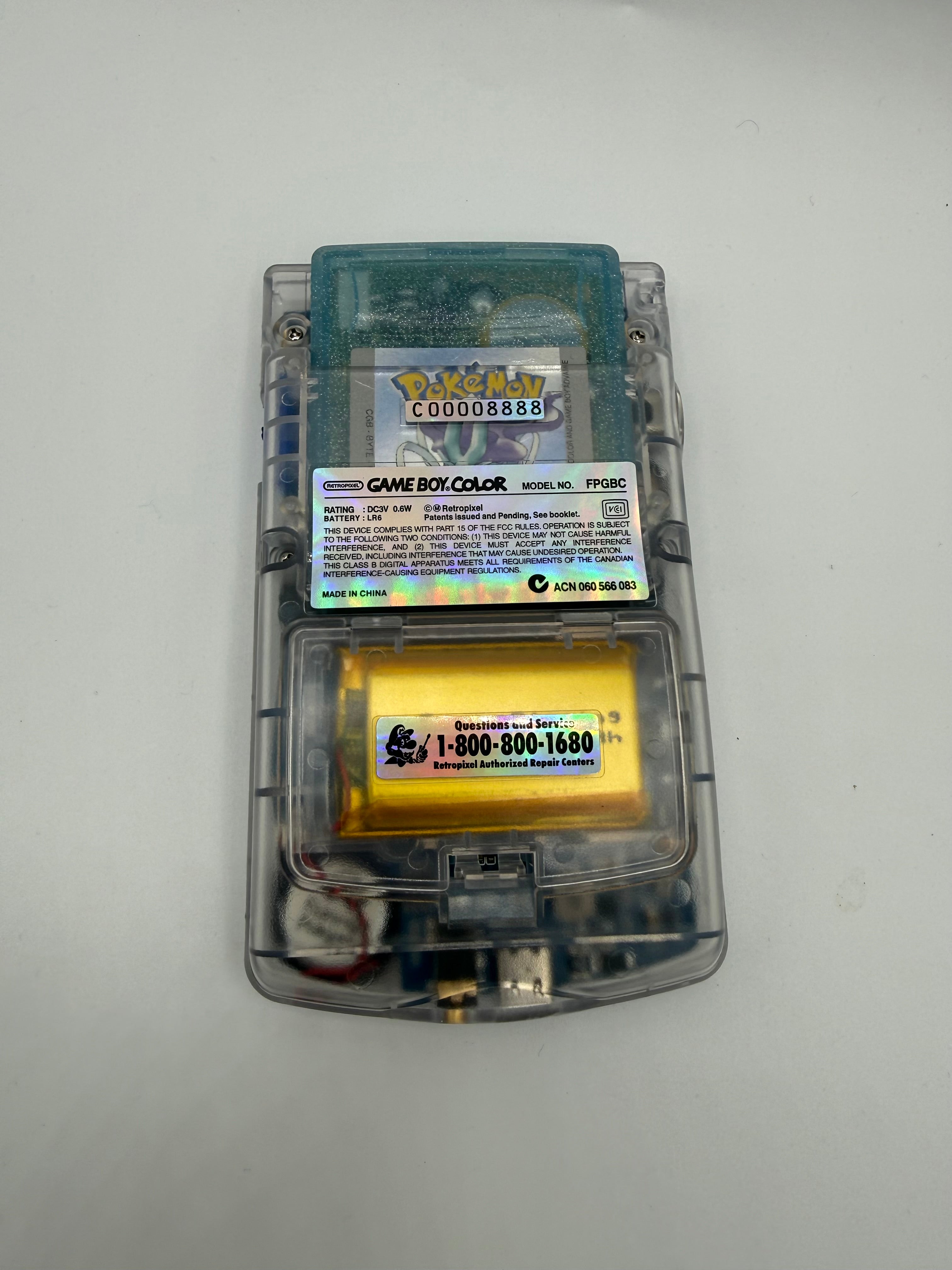 Custom Clear Blue Gameboy Color with USB C IPS Screen