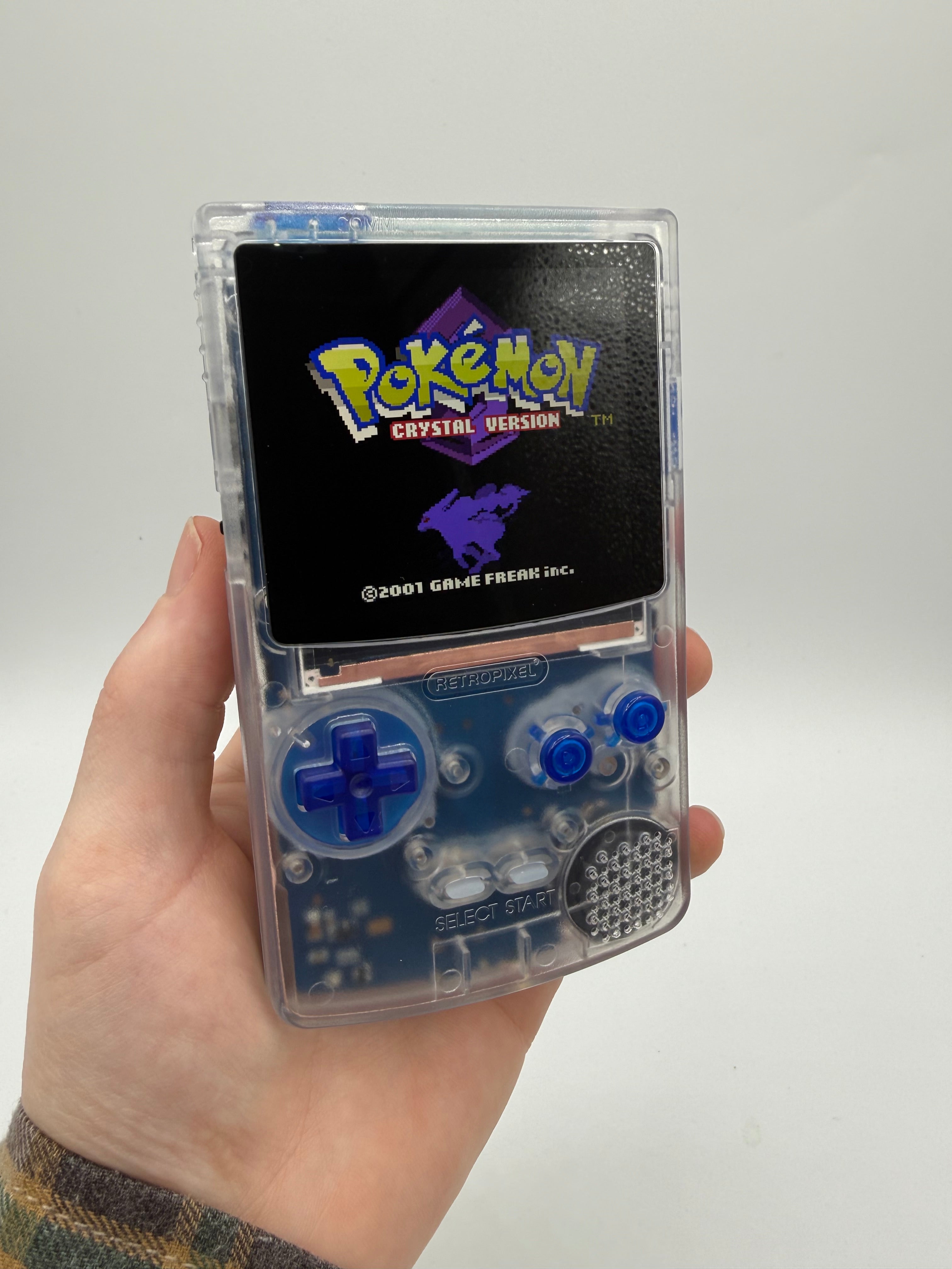 Custom Clear Blue Gameboy Color with USB C IPS Screen