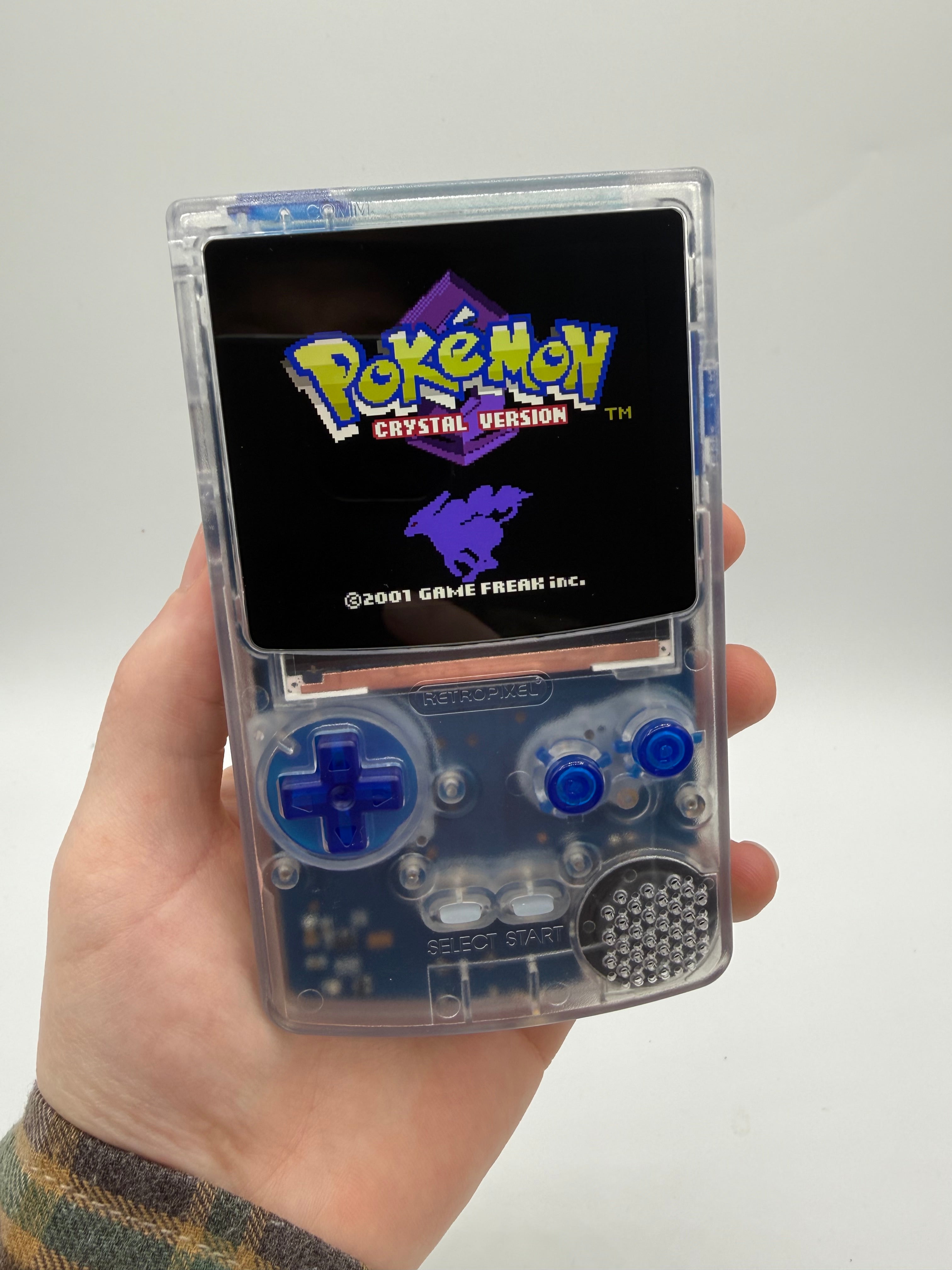 Custom Clear Blue Gameboy Color with USB C IPS Screen