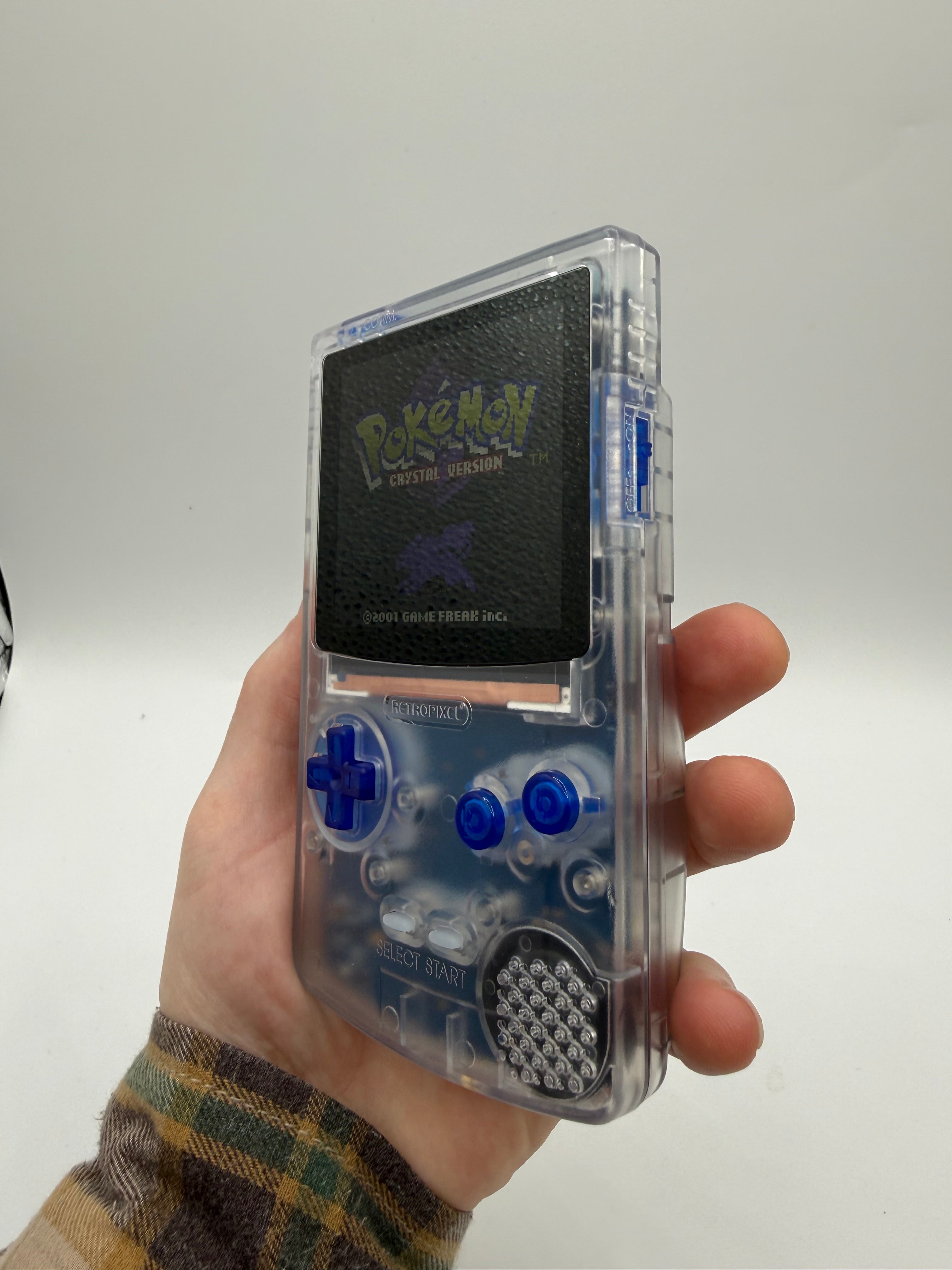Custom Clear Blue Gameboy Color with USB C IPS Screen