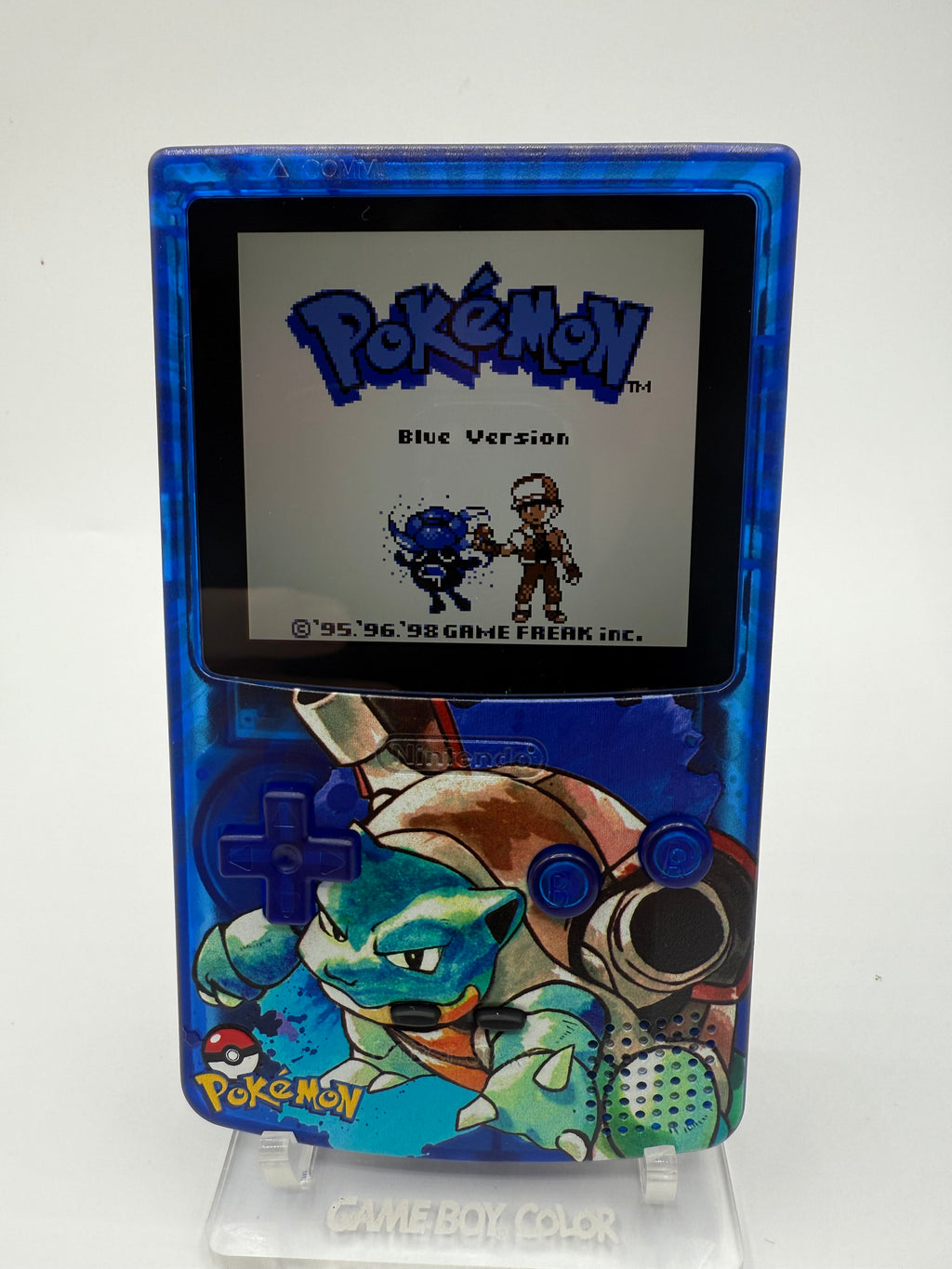 Blastoise Gameboy Color w/ Matching Box USB C Rechargeable & IPS Screen