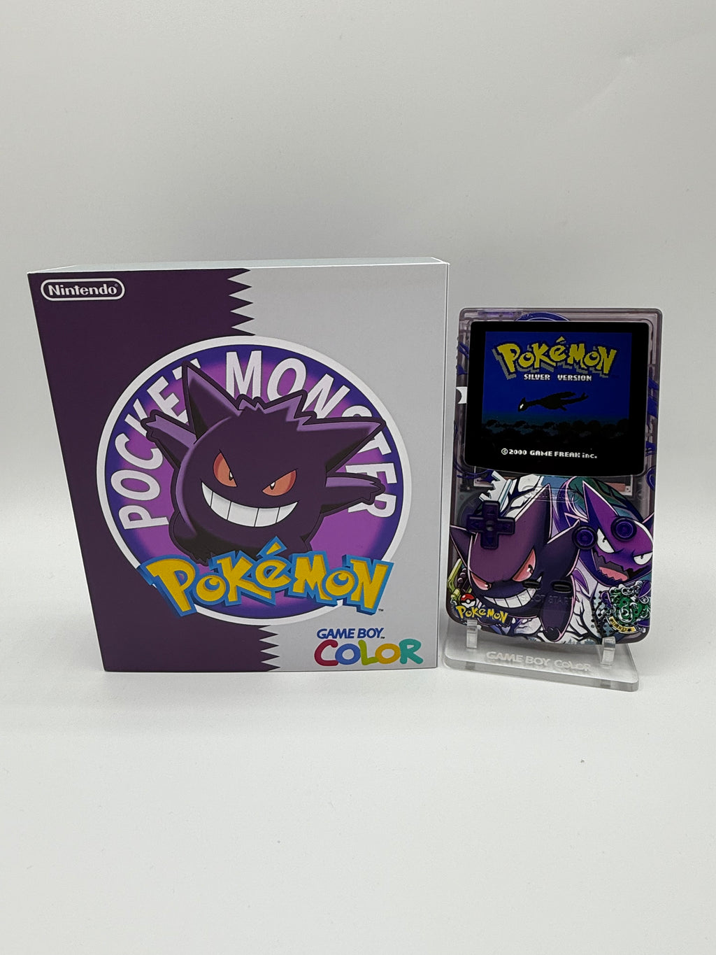 Gengar Gameboy Color w/ Matching Box USB C Rechargeable & IPS Screen