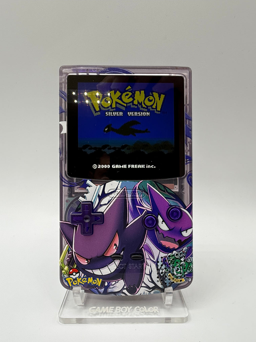 Gengar Gameboy Color w/ Matching Box USB C Rechargeable & IPS Screen