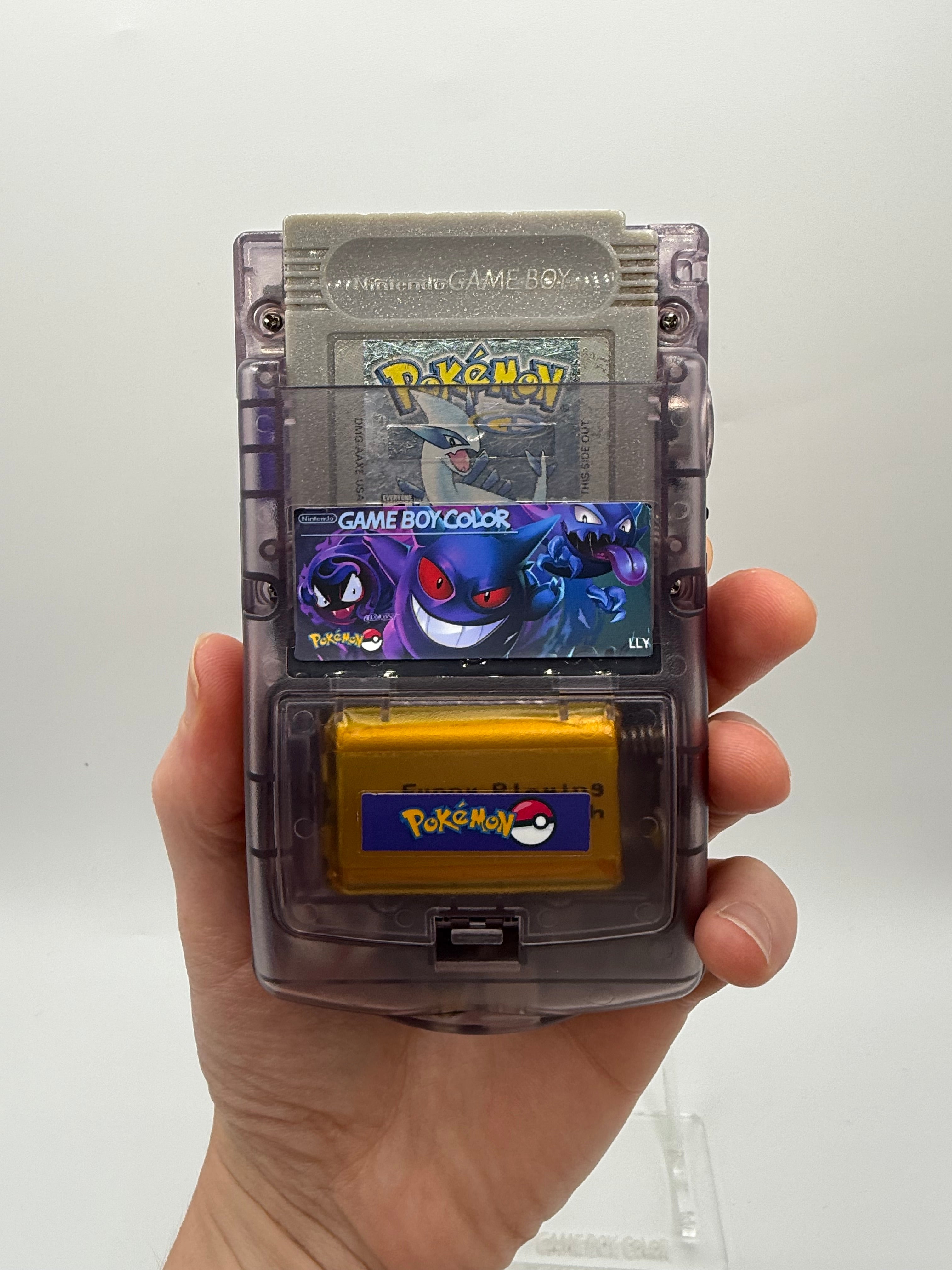Gengar Gameboy Color w/ Matching Box USB C Rechargeable & IPS Screen