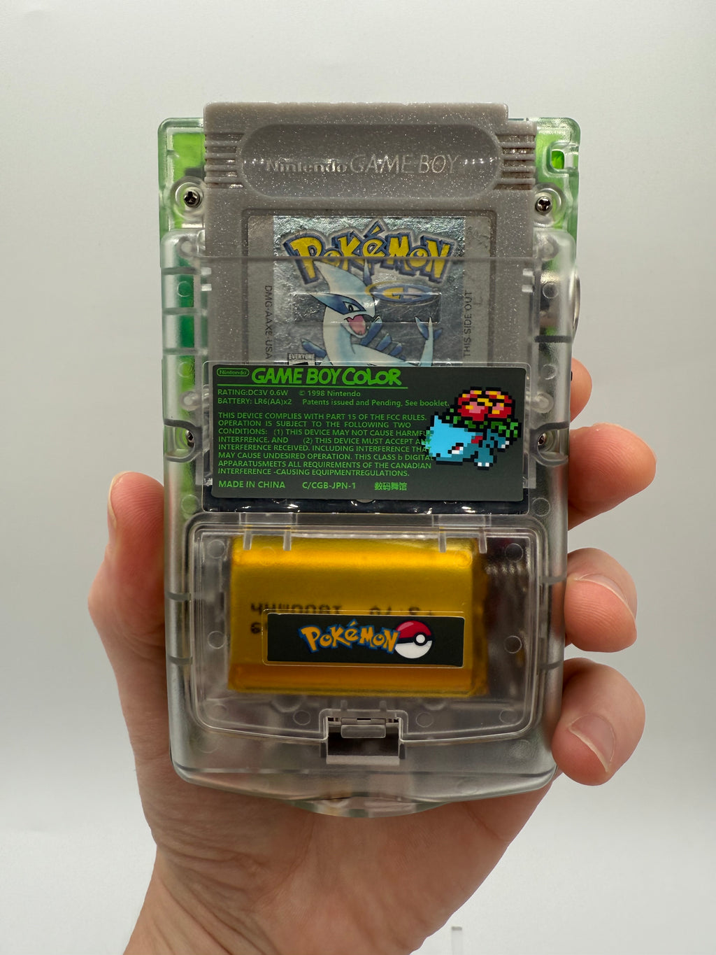 Venasaur Gameboy Color w/ Matching Box USB C Rechargeable & IPS Screen