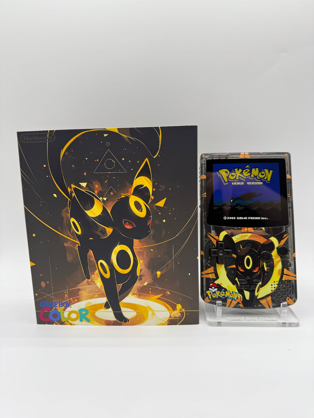 Umbreon Gameboy Color w/ Matching Box USB C Rechargeable & IPS Screen