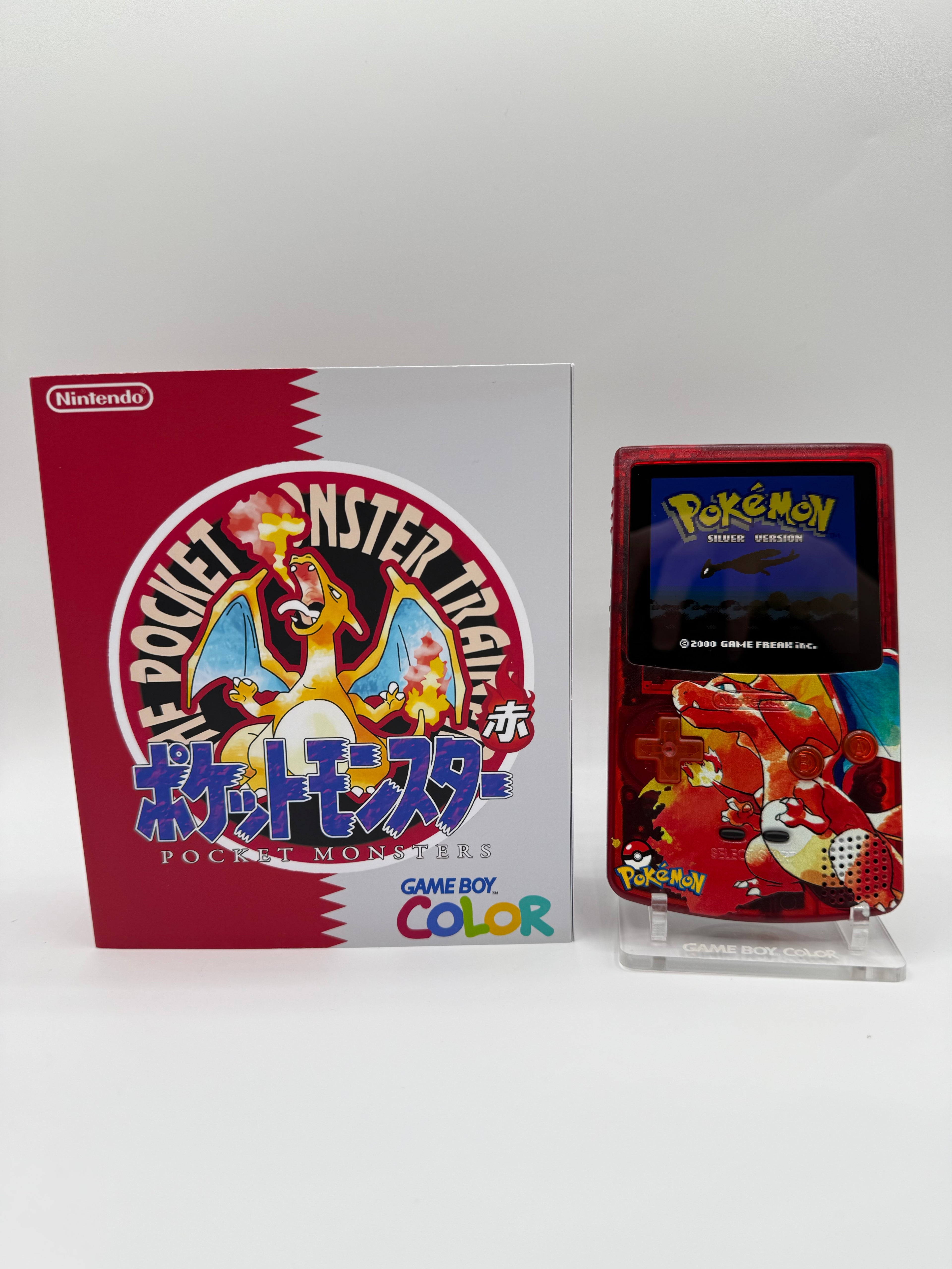 Charizard Gameboy Color w/ Matching Box USB C Rechargeable & IPS Screen