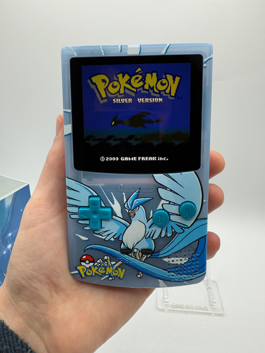 Articuno Gameboy Color w/ Matching Box USB C Rechargeable & IPS Screen