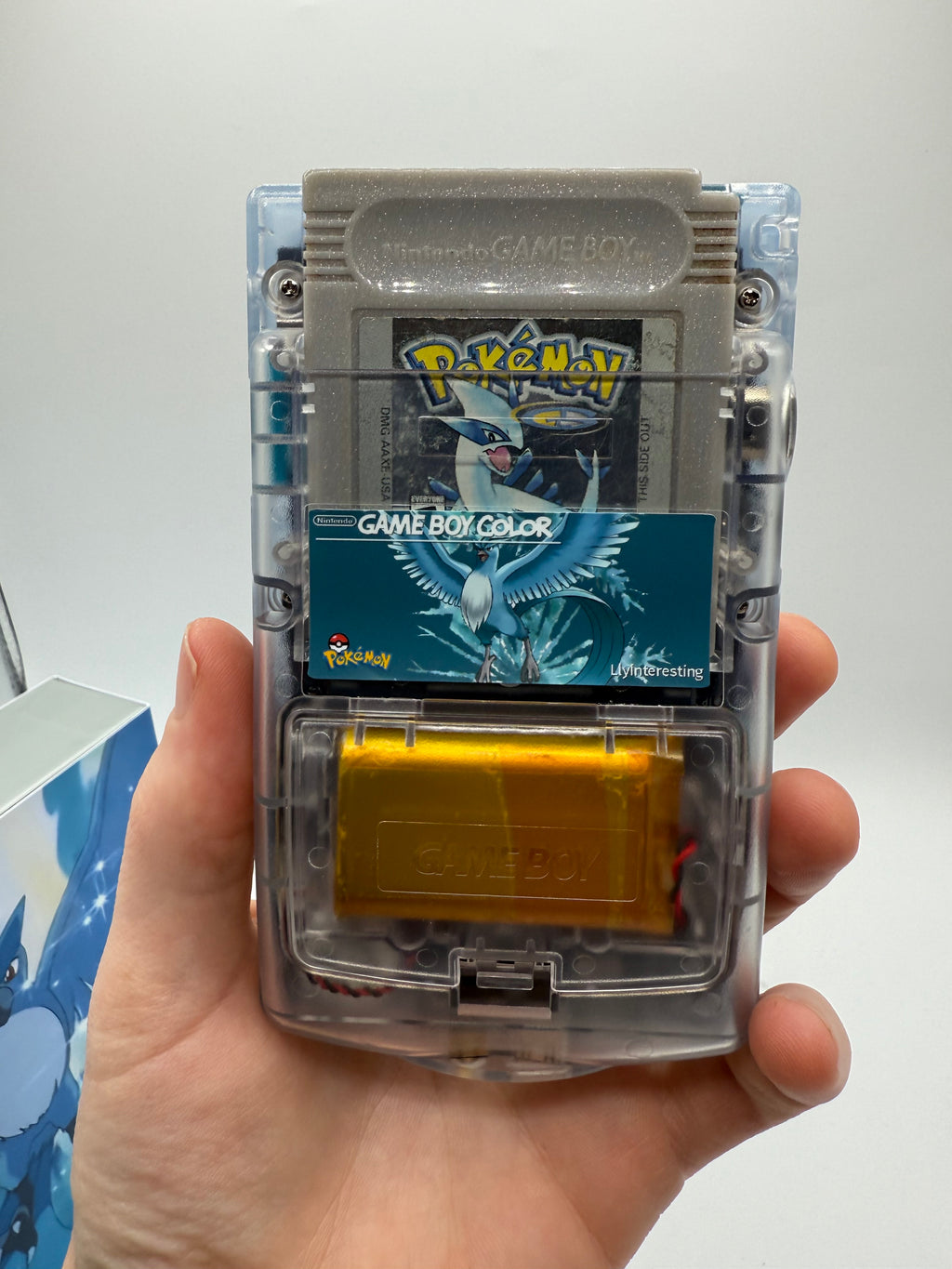 Articuno Gameboy Color w/ Matching Box USB C Rechargeable & IPS Screen
