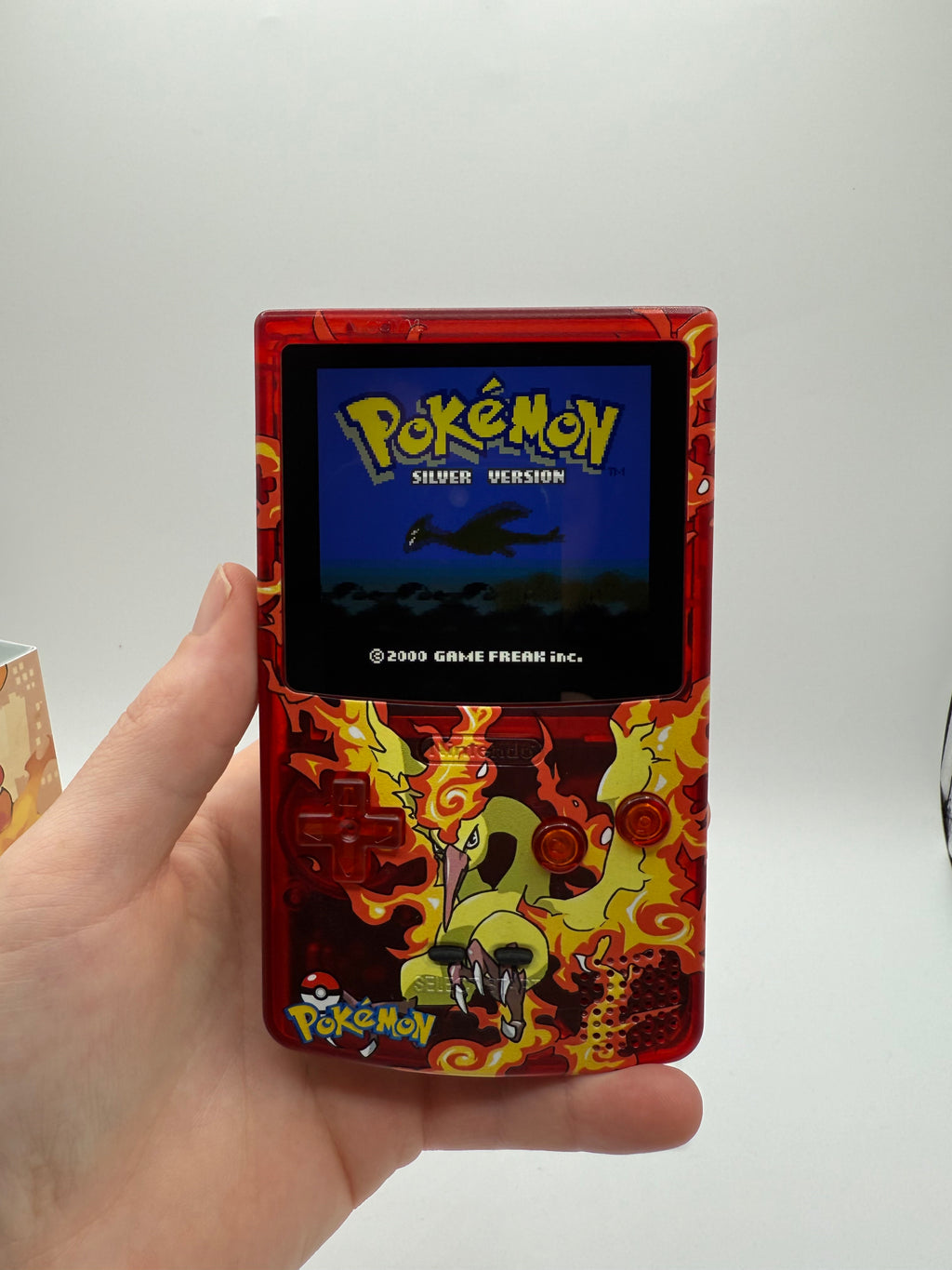 Moltres Gameboy Color w/ Matching Box USB C Rechargeable & IPS Screen