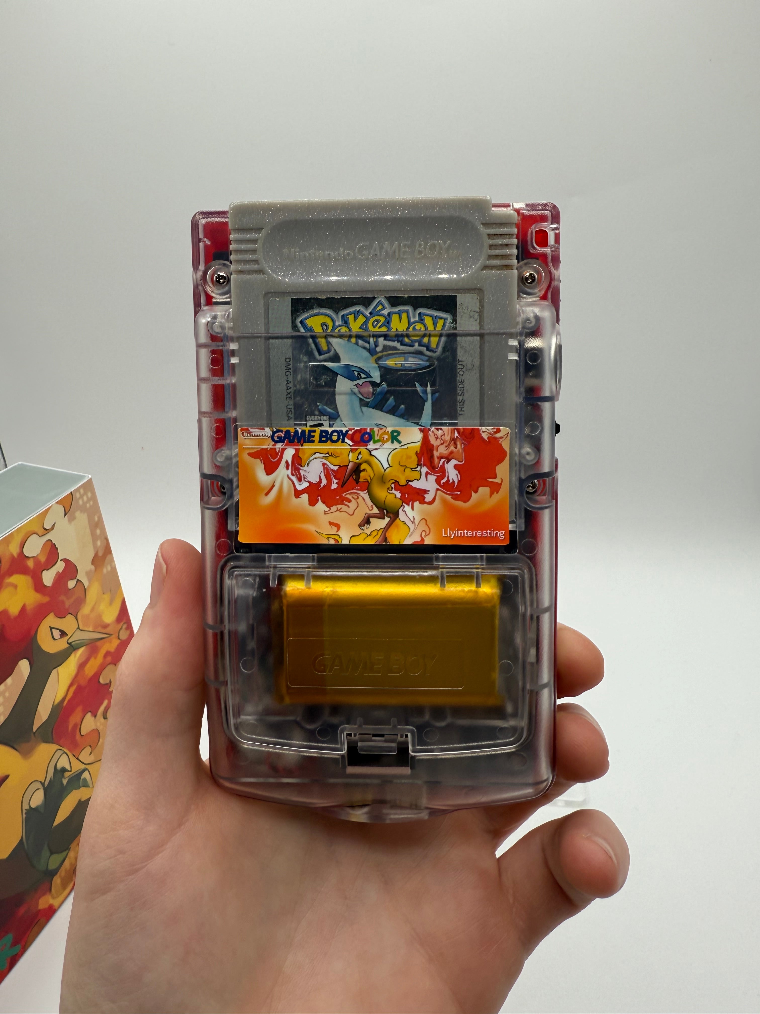 Moltres Gameboy Color w/ Matching Box USB C Rechargeable & IPS Screen