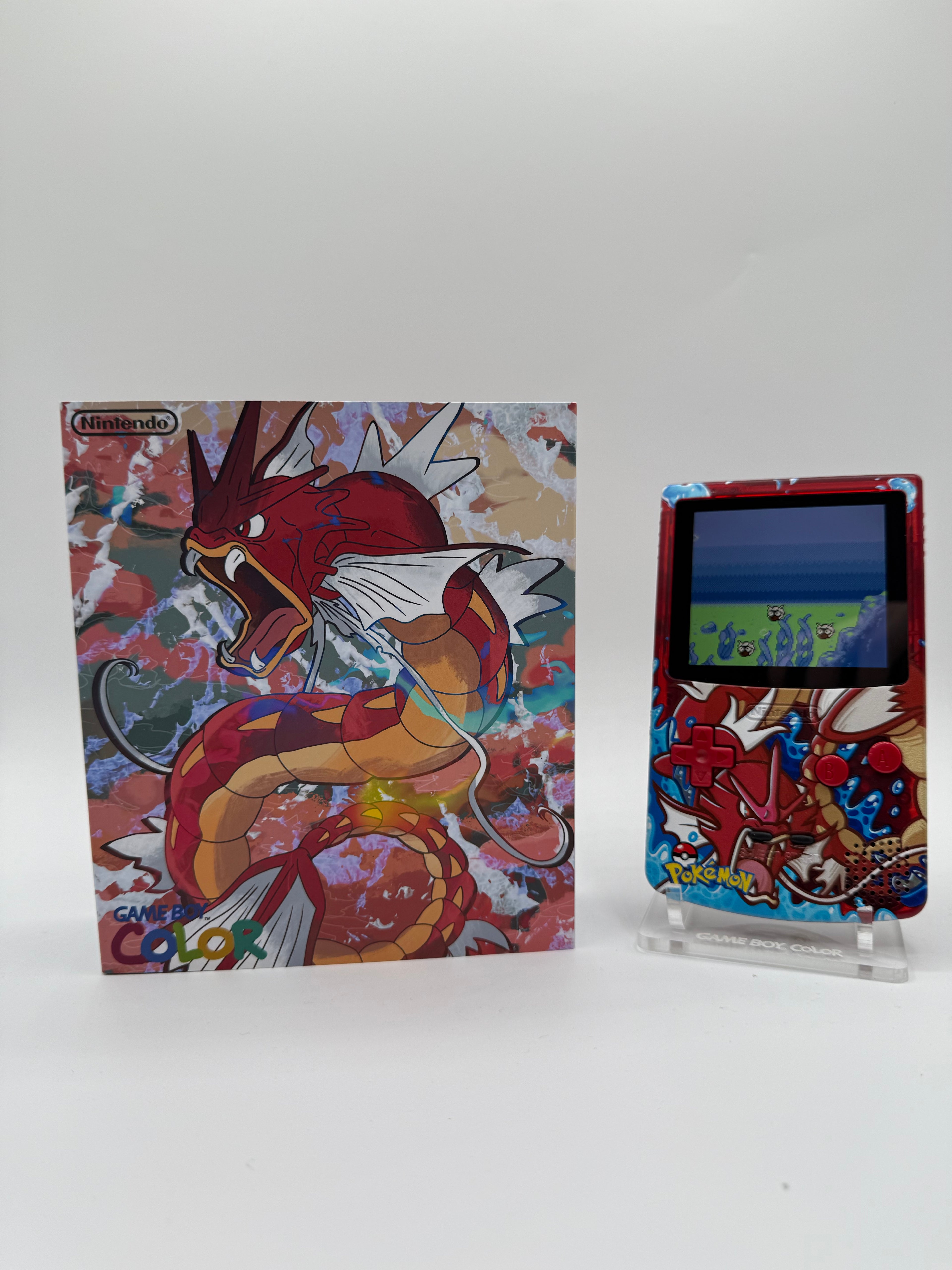 Red Gyradous Gameboy Color w/ Matching Box USB C Rechargeable & IPS Screen