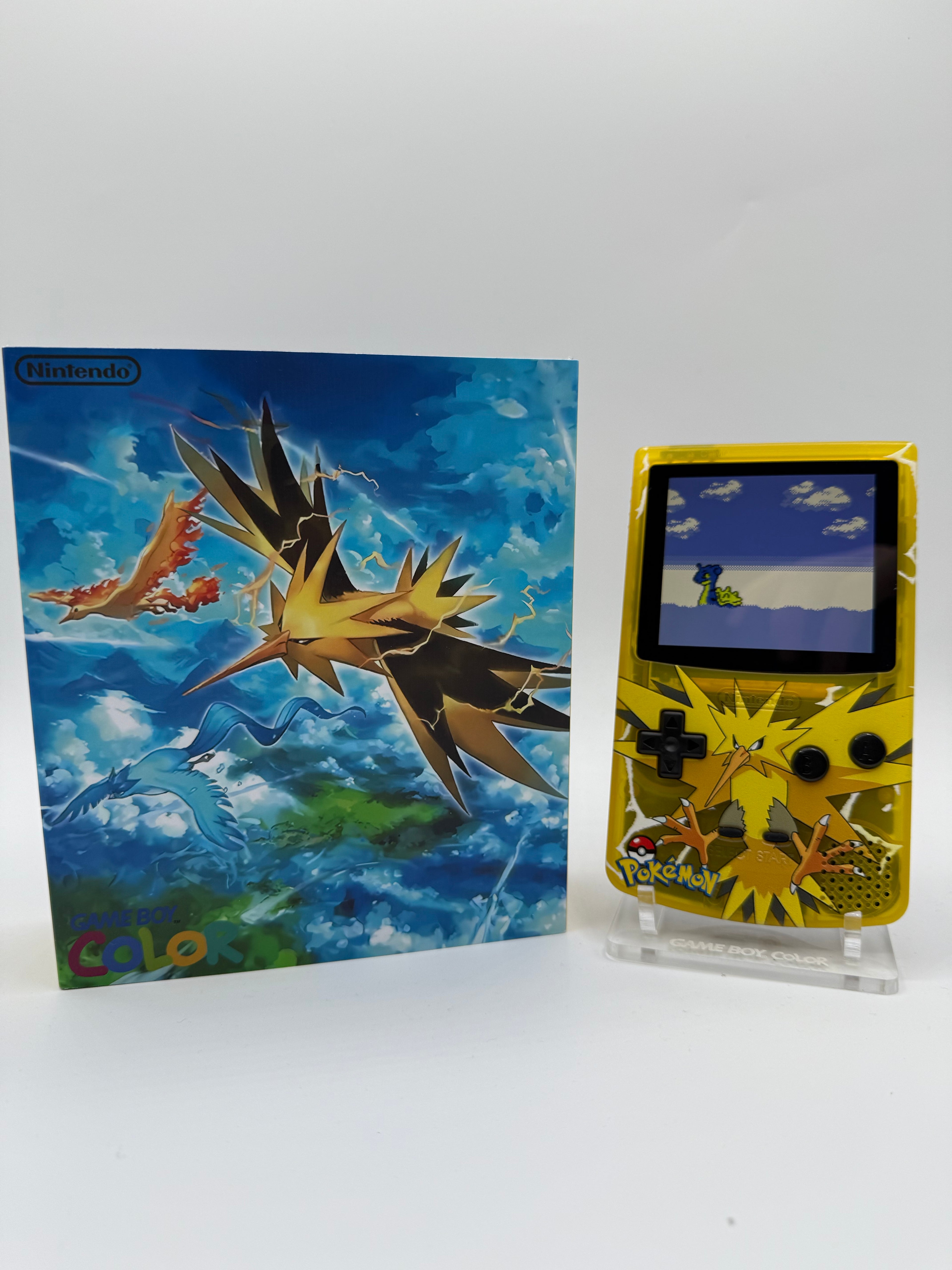 Zapdos Gameboy Color w/ Matching Box USB C Rechargeable & IPS Screen