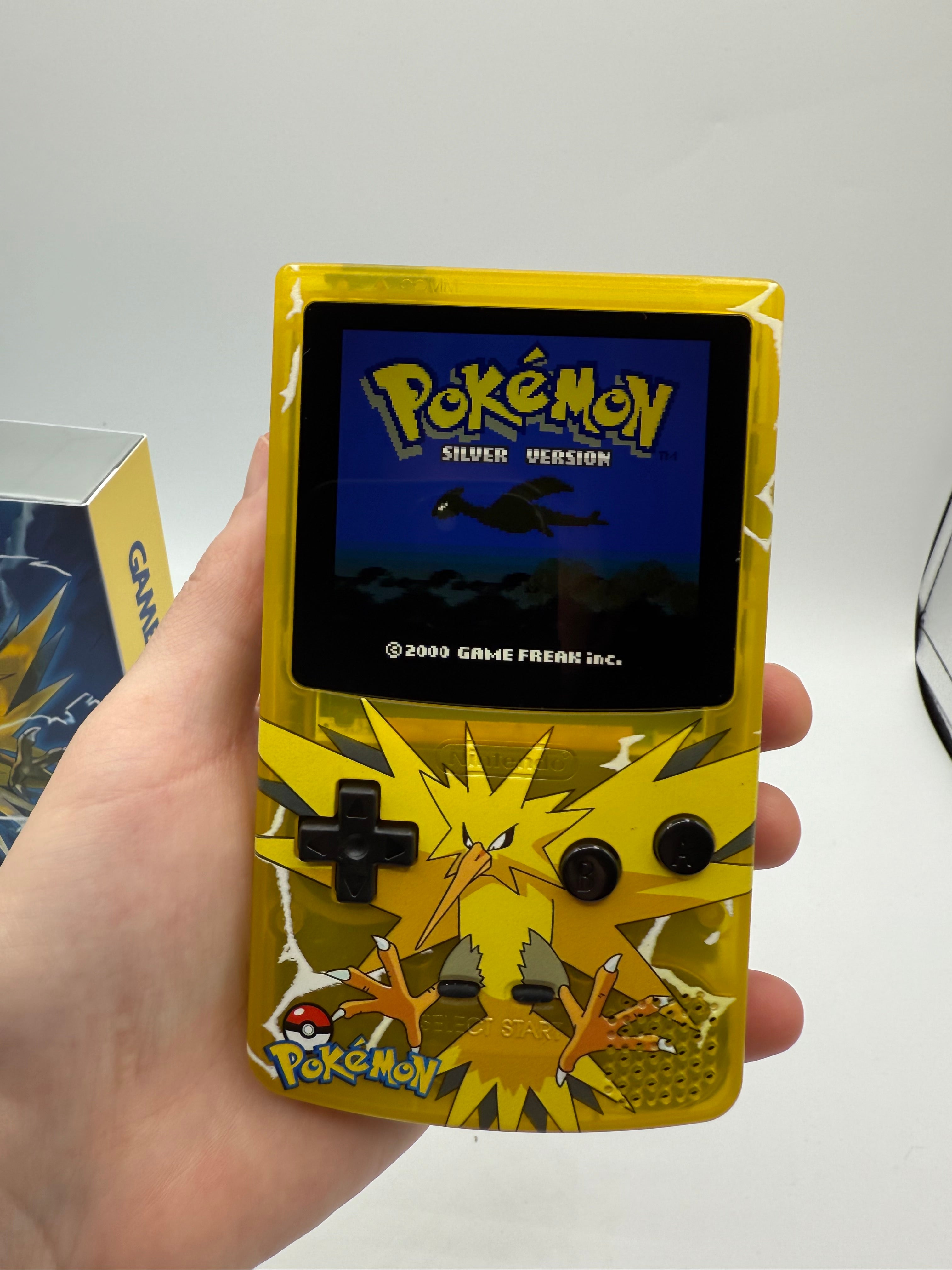 Zapdos Gameboy Color w/ Matching Box USB C Rechargeable & IPS Screen