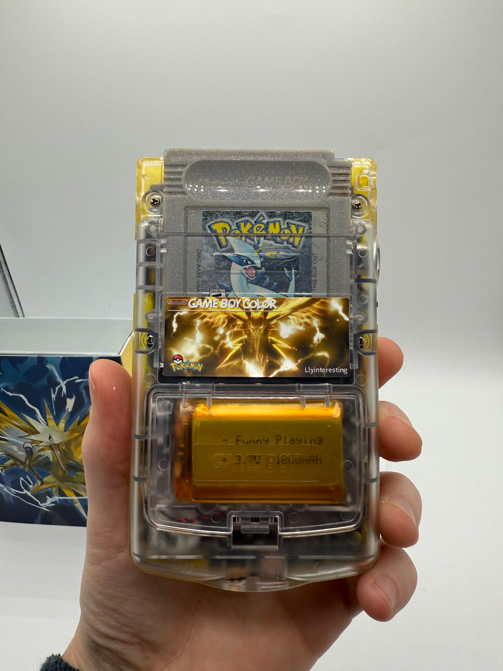 Zapdos Gameboy Color w/ Matching Box USB C Rechargeable & IPS Screen